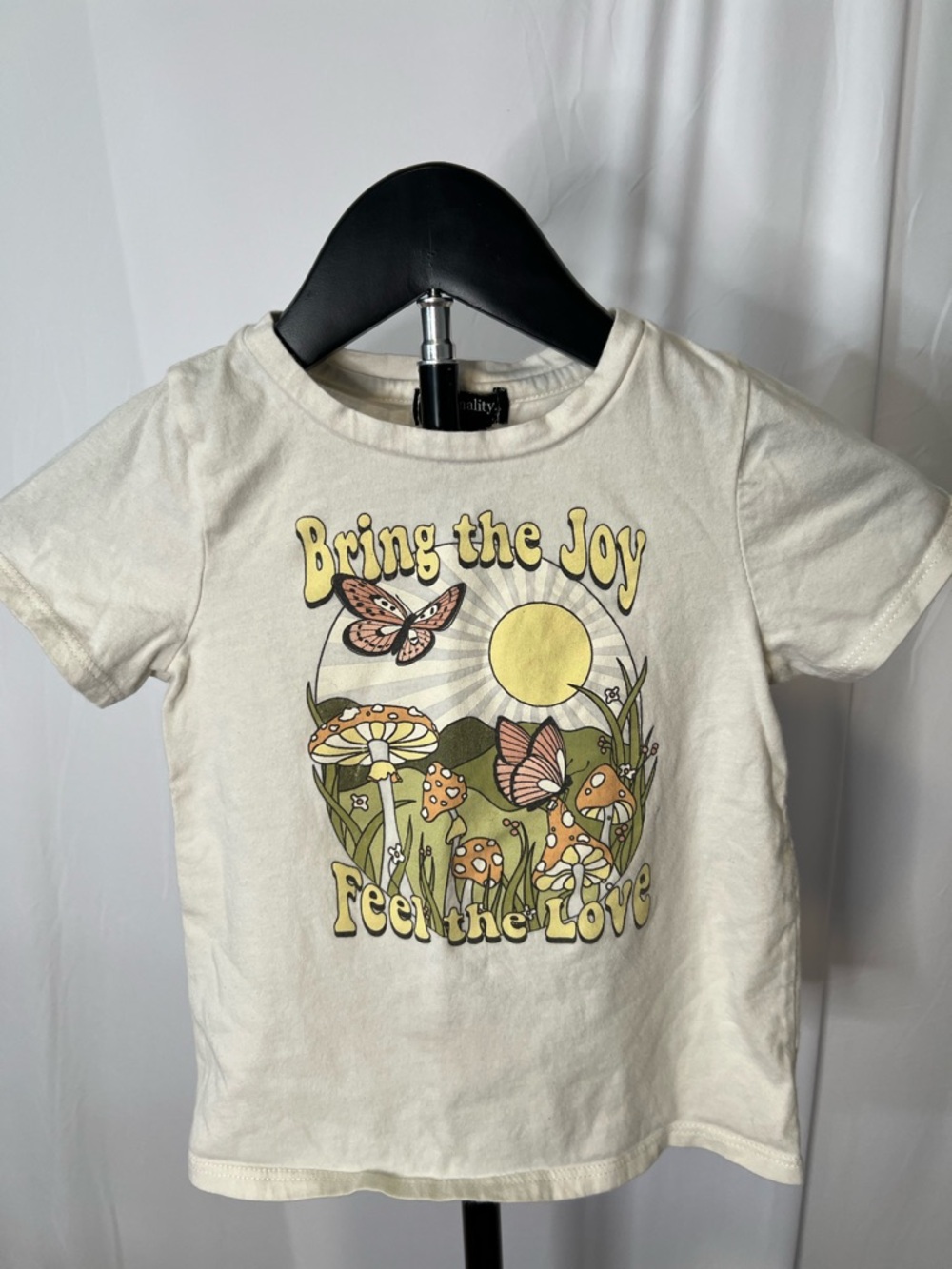 Bring the Joy Graphic Tee - Cream with Yellow & Green